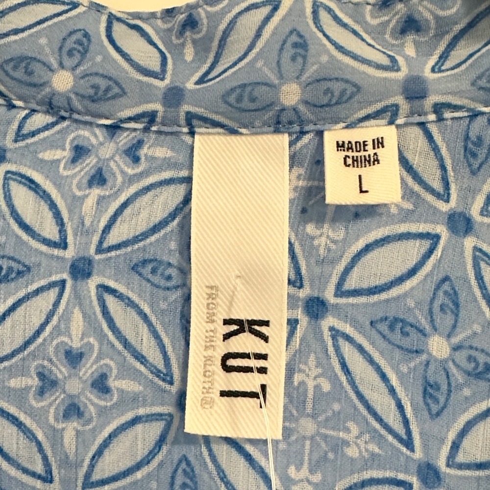 Kut From The Kloth Blue Patterned Button Down Shi… - image 3